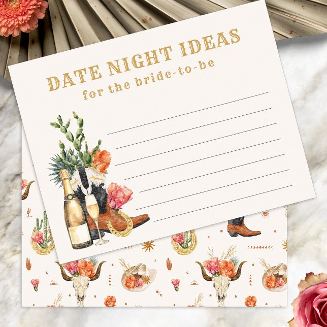 Ideias de Noite Romântica Ocidental Cartão (Bridal Shower Western Date Night Ideas Card by Painted Paperie
)