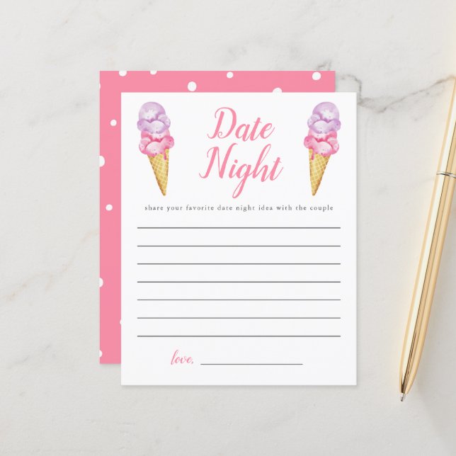 Ideias noturnas de data do Chá de panela do sorvet (Frente/Verso In Situ)