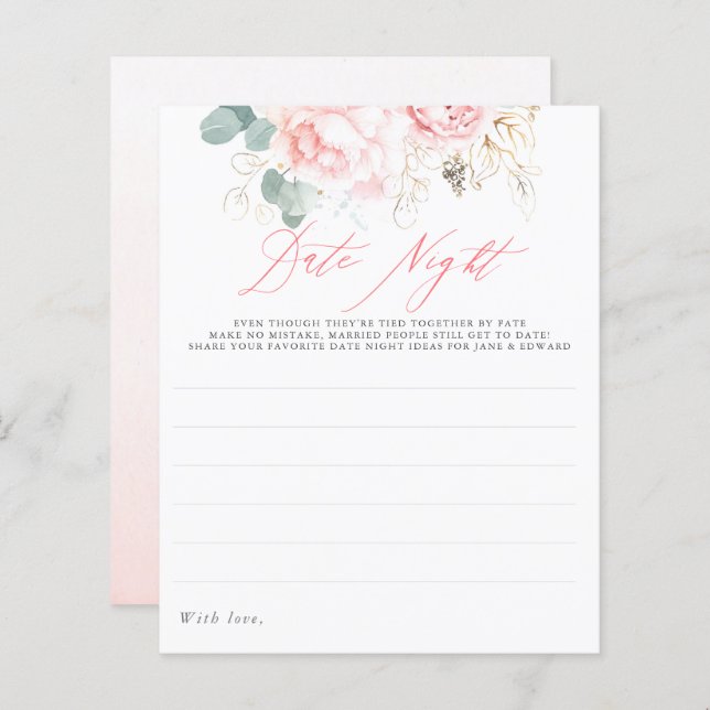 Ideias Noturnas de Data Floral Rosa Elegante (Frente/Verso)