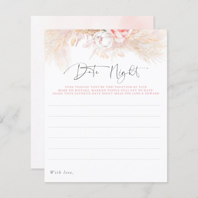 Ideias Noturnas de Data Floral Rosa Pampas (Frente/Verso)