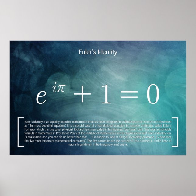 Identidade de Euler - Poster de Matemática (Frente)