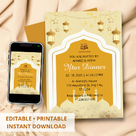 Iftar Convite jante ramadã laranja mesquita