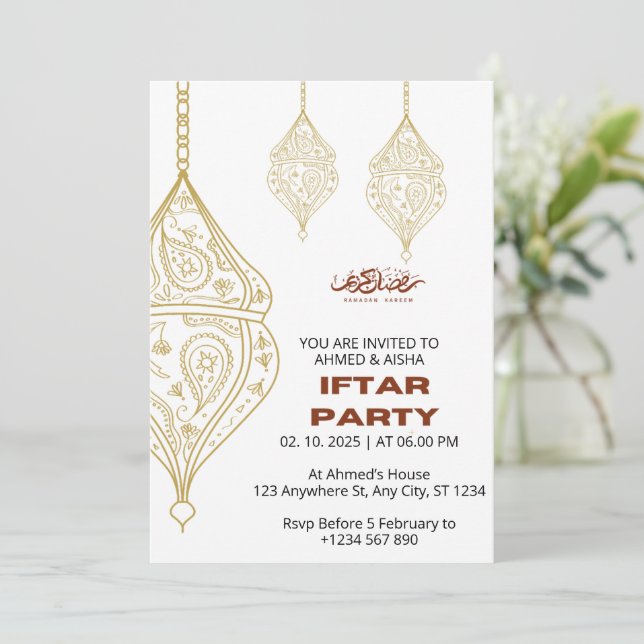 Iftar jantar convite ramadan com o hotel (Em pé/Frente)