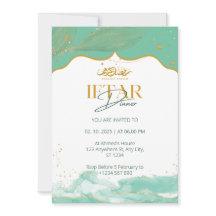 Iftar janto convite ramadan aquarela verde