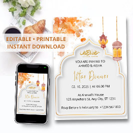 Iftar janto convite ramadan laranja