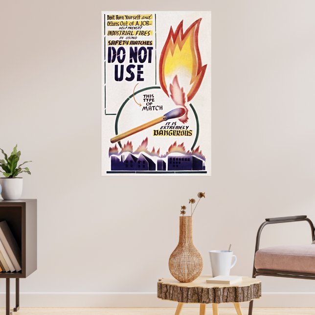 Ignite Segurança, Não Incêndios: Poster vintage (Sala de Estar 3)