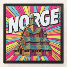 Igreja de Madeira Gol Norge Oslo Colorido Suporte 