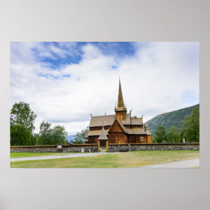 Igreja do Stave em Lom, poster de Noruega
