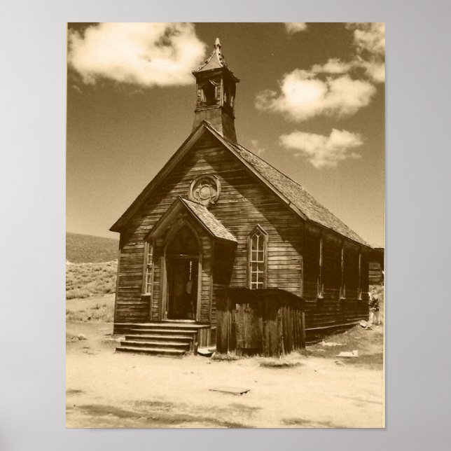 Igreja em Bodie, CA (sépia) Impressão (Frente)