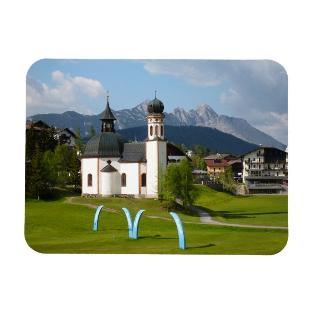 Igreja em Seefeld, Áustria - ímã retangular (Horizontal)