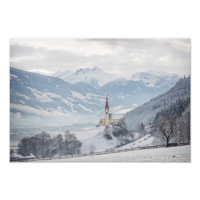 Igreja em Zillertal na impressão de fotos de inver (Frente)