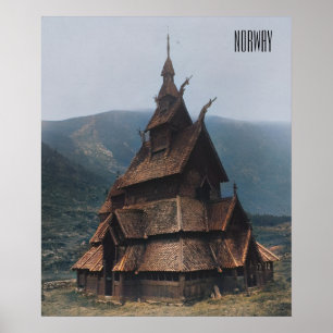 Igreja Escória Medieval na Noruega Poster