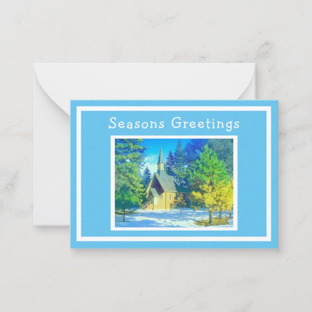 Igreja na Paisagem de Neve Cartão de Natal (Frente)