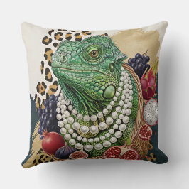 Iguana Eclética com Almofada de Lançamento Pérolas