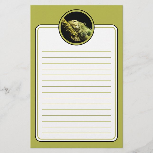 Iguana nobre artigos de papelaria alinhados (Frente)