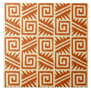 Ikat Aztec Padrão - Mandarina e Laranja Claro