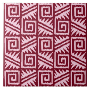 Ikat Aztec Pattern - Borgonha e Rosa