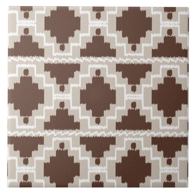 Ikat Aztec Pattern - Chocolate Brown e Taupe (Frente)