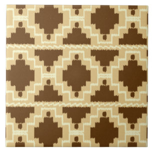 Ikat Aztec Pattern - Tan, marrom e creme