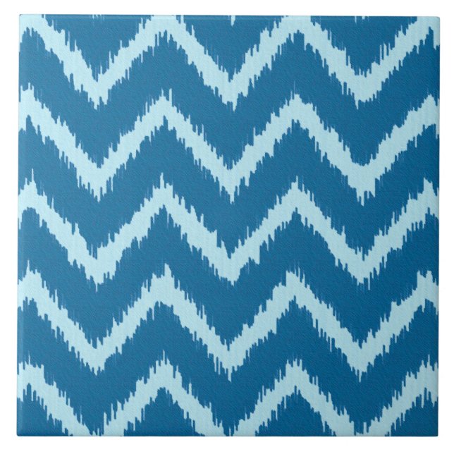 Ikat Chevron - Índigo e Azul Claro (Frente)