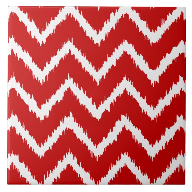 Ikat Chevron - Vermelho profundo e branco (Frente)