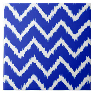 Ikat Chevrons - Azul cobalto e branco