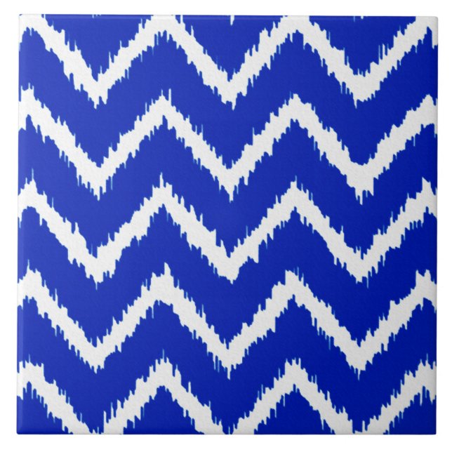 Ikat Chevrons - Azul cobalto e branco (Frente)