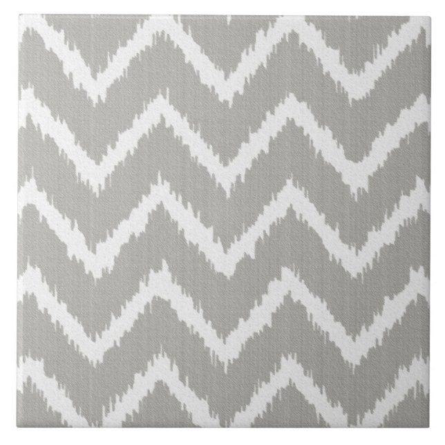 Ikat Chevrons - cinzas prateadas e brancas (Frente)