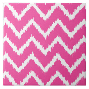 Ikat Chevrons - fuchsia profunda rosa e branca