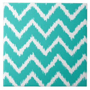 Ikat Chevrons - Turquesa e branco