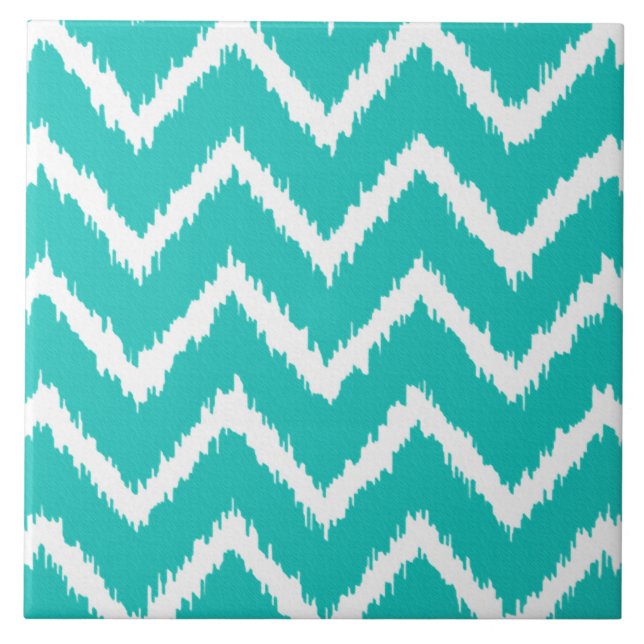 Ikat Chevrons - Turquesa e branco (Frente)