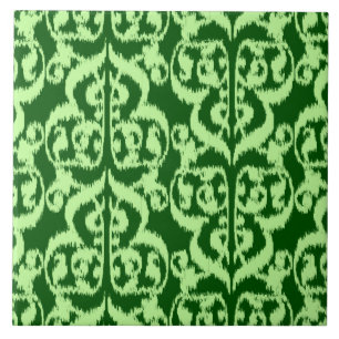 Ikat Damasco Mourisco - pinho e verde menta