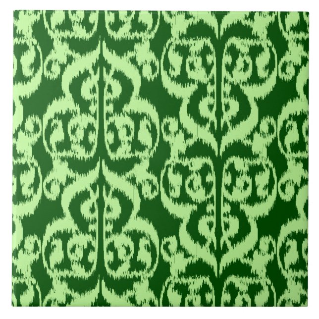 Ikat Damasco Mourisco - pinho e verde menta (Frente)