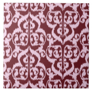 Ikat Damask Mourisco - burgundy e rosa