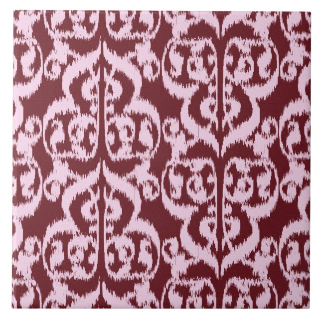 Ikat Damask Mourisco - burgundy e rosa (Frente)