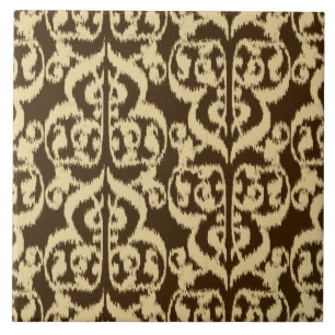 Ikat Damask Mourisco - marrom chocolate e bege