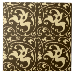 Ikat Floral Damask - Chocolate Marrom e Bege