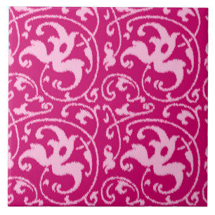 Ikat Floral Damask - Fuchsia e Rosa Pálido
