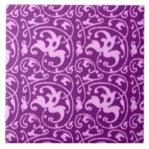 Ikat Floral Damask - Orquídea e Roxo
