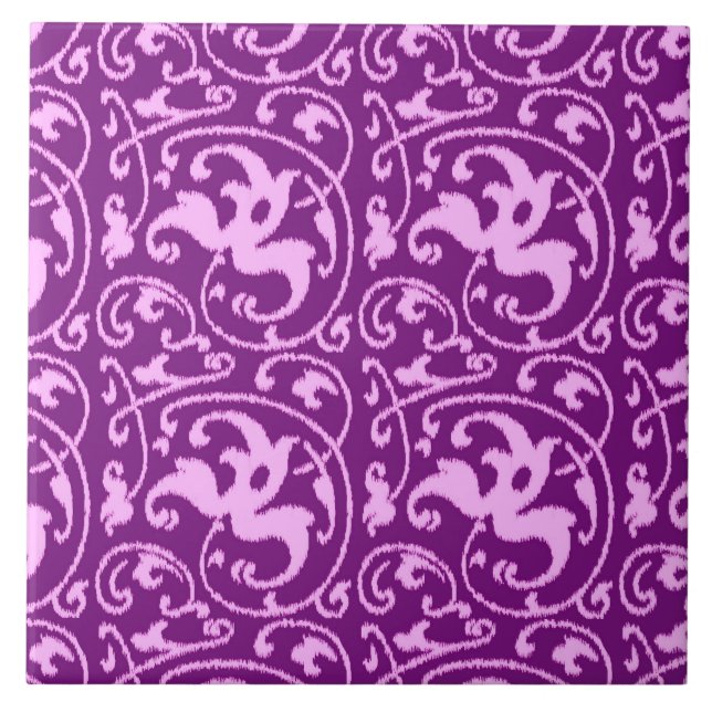 Ikat Floral Damask - Orquídea e Roxo (Frente)