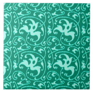 Ikat Floral Damask - Turquoise e Aqua