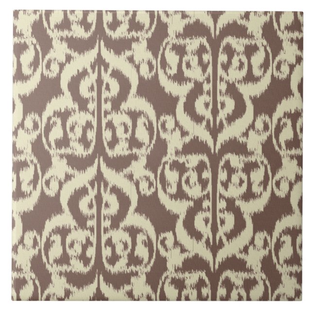 Ikat Moorish Damask - bege e taupe (Frente)