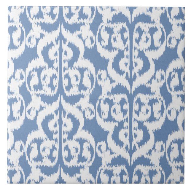 Ikat Moorish Damask - céu azul e branco (Frente)