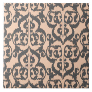Ikat Moorish Damask - cinza de pêssego e carvão