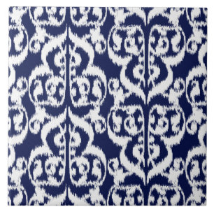 Ikat Moorish Damask - indigo e branco