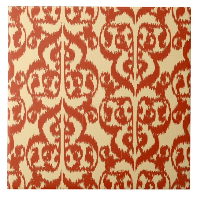 Ikat Moorish Damask - laranja Mandarin (Frente)