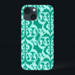 Ikat Moorish Damask - pavão e aqua<br><div class="desc">Padrão de arco de amargura com textura tecida de Ikat - aqua macio sobre fundo azul de pavão/turquesa</div>