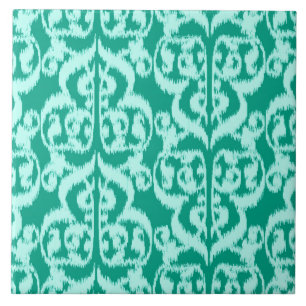 Ikat Moorish Damask - Pavão e aqua