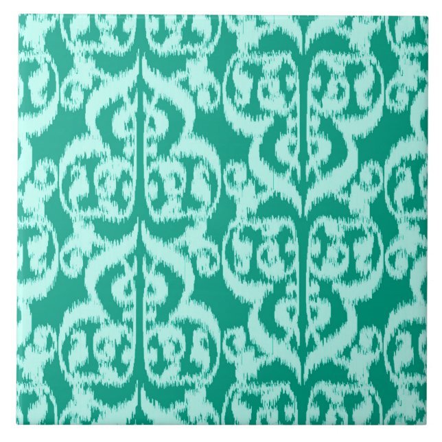 Ikat Moorish Damask - pavão e aqua (Frente)