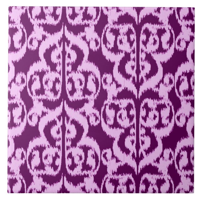 Ikat Moorish Damask - roxo e orquídea (Frente)